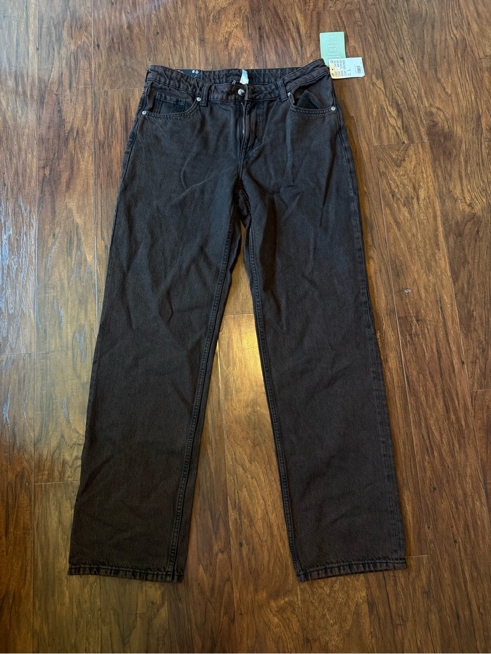 Women’s Straight Pants in Dark Brown/Black Acid Wash look - US 8